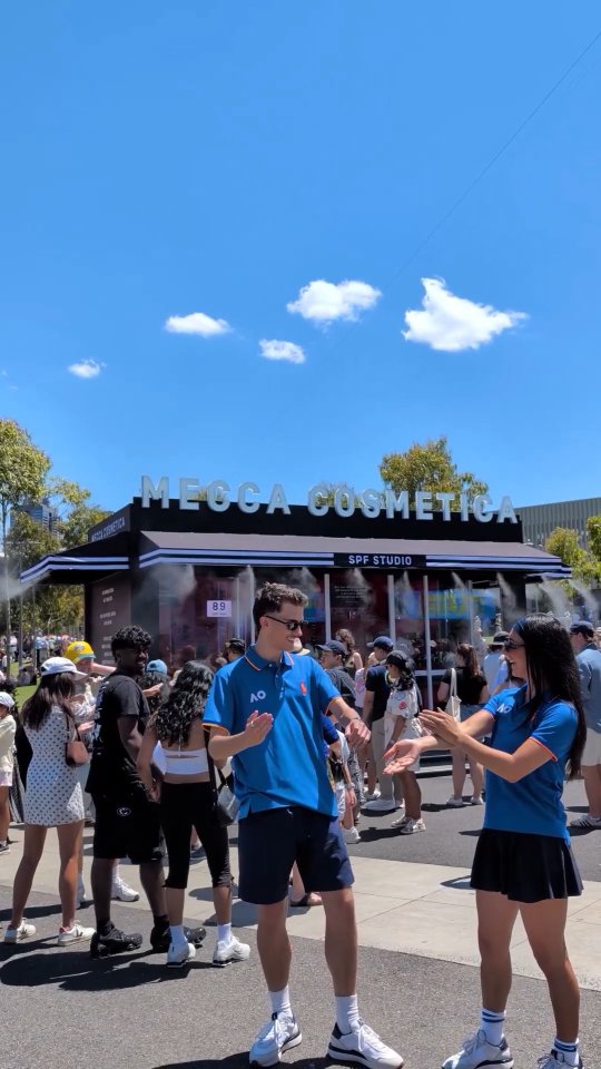 Instagram post by @meccacosmetica for Australian Open. Caption reads: Straight to the @MECCACOSMETICA SPF Studio ☀️....