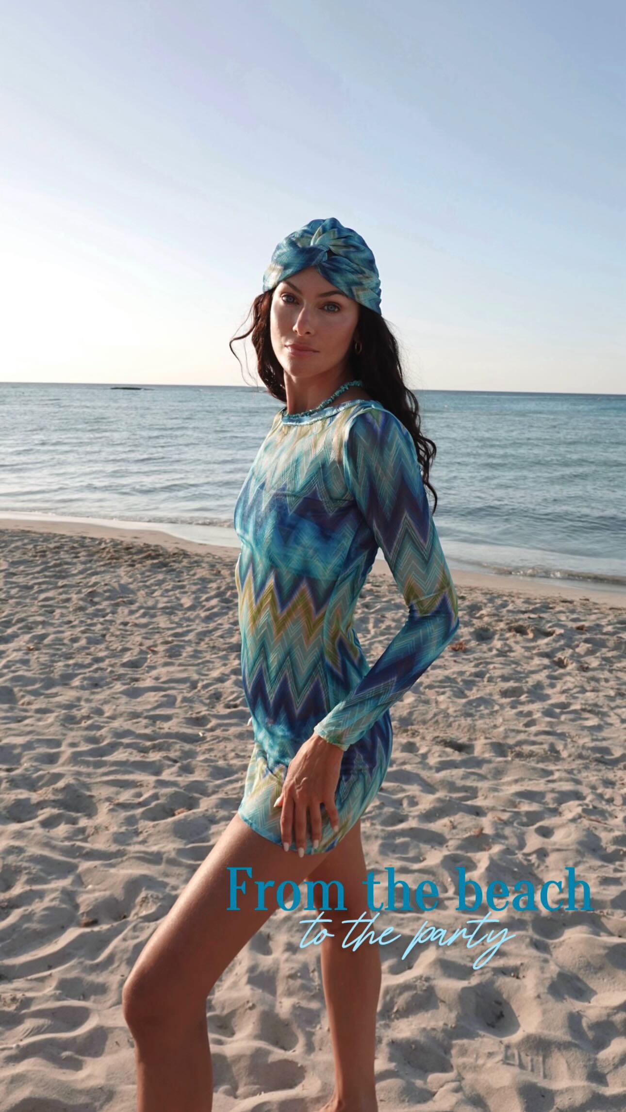 Instagram post by @paolaturani for Missoni. Caption reads: From the beach to the party 💙 in @missoni....