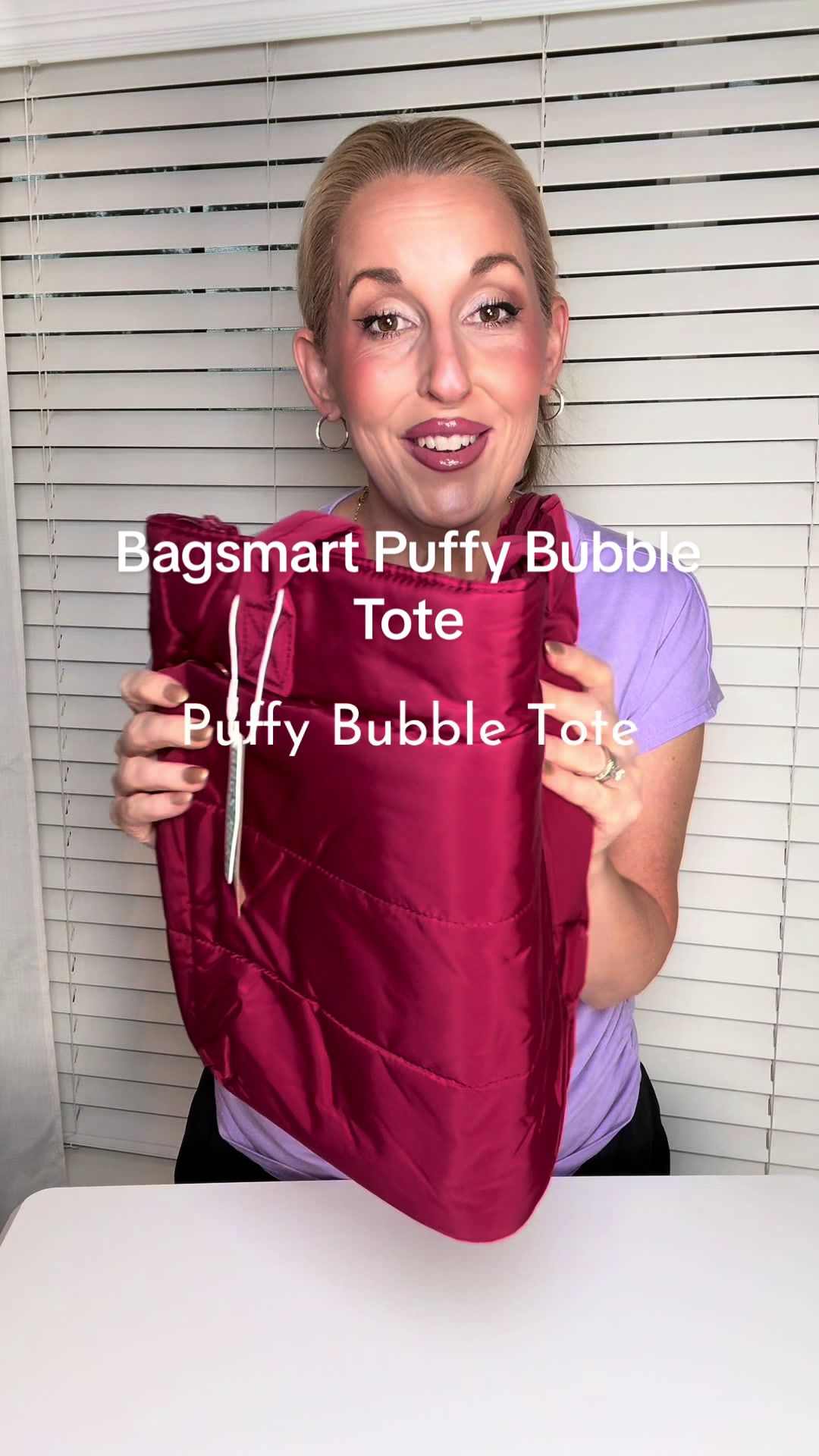 TikTok post by @spill_it_mom for Bagsmart. Caption reads: [...] released more colors in the @BAGSMART puffy....