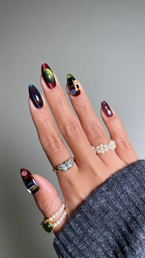 Instagram post by @sansungnails for Beetles Gel Polish. Caption reads: Mocha Sweater Nails 🧸🤎 ft. @beetlesgelpolish …....