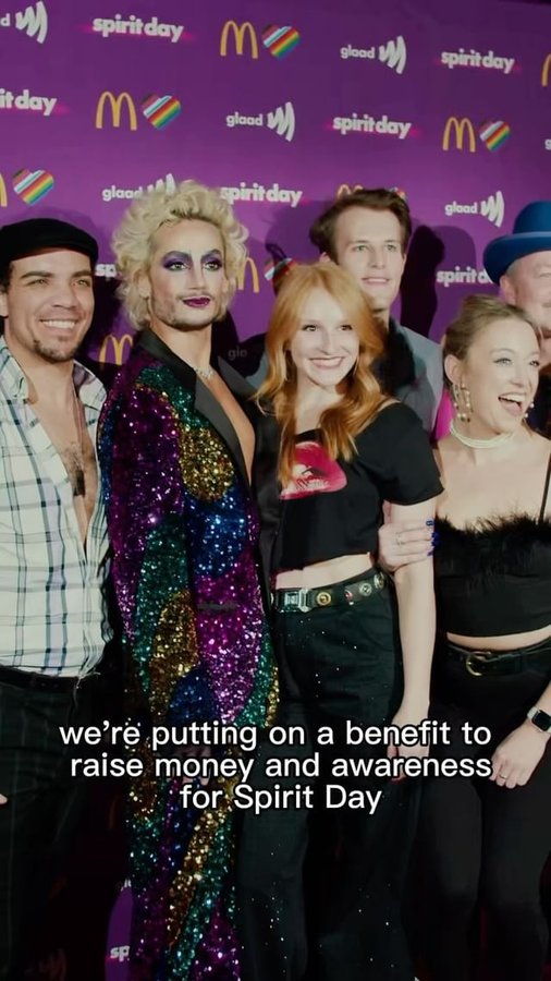 Instagram post by @frankiejgrande for GLAAD. Caption reads: @frankiejgrande’s “A Night of Broadway” #SpiritDay....