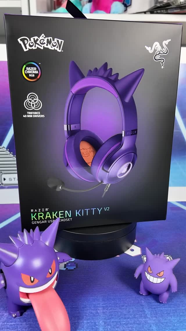 Instagram post by @pokeveto for Razer. Caption reads: ✨ Les muestro los nuevos Razer Kraken Kitty V2....
