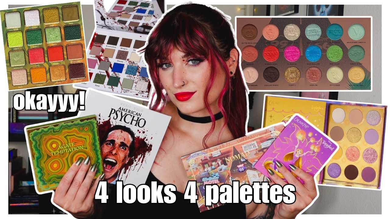 YouTube post by @battybean for Sigma Beauty. Caption reads: 4 looks 4 palettes!! | route 66, tangled, american....