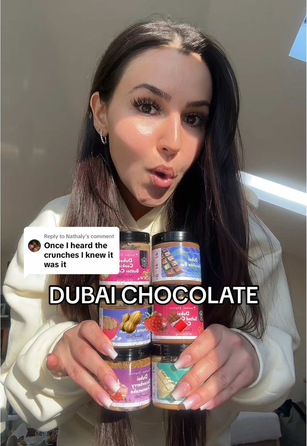 TikTok post by @abbyfridman for American Dream Nut Butter. Caption reads: Replying to @Nathaly @American Dream Nut Butter....