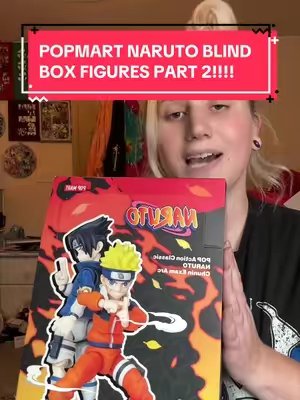 TikTok post by @mrshyugaxo for POP MART US Localshop. Caption reads: More Naruto blind boxes hehehehe #naruto #popmart....