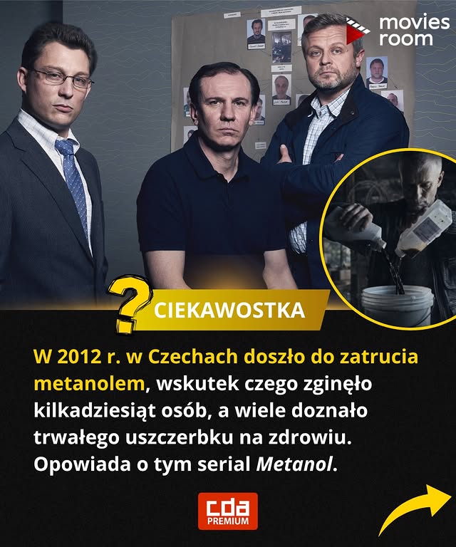Instagram post by @ciekawostkowoo for MoviesRoom.pl. Caption reads: Słyszeliście o sprawie z metanolem? ☠️ Koniecznie....