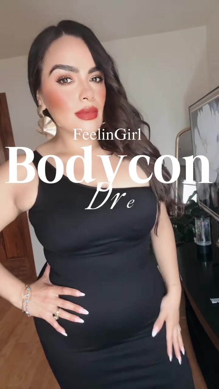 TikTok post by @lauarizaga677 for Lover-Beauty LLC. Caption reads: FeelinGirl Eco-friendly High Elastic Bodycon Dress....