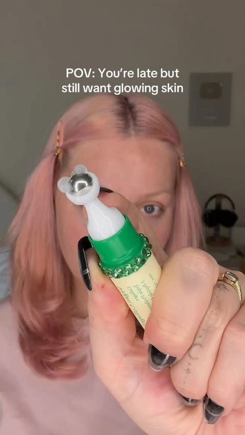 Instagram post by @notsofunnyany for Axis-y. Caption reads: Skin prep before makeup with AXIS-Y 💚 I love the....