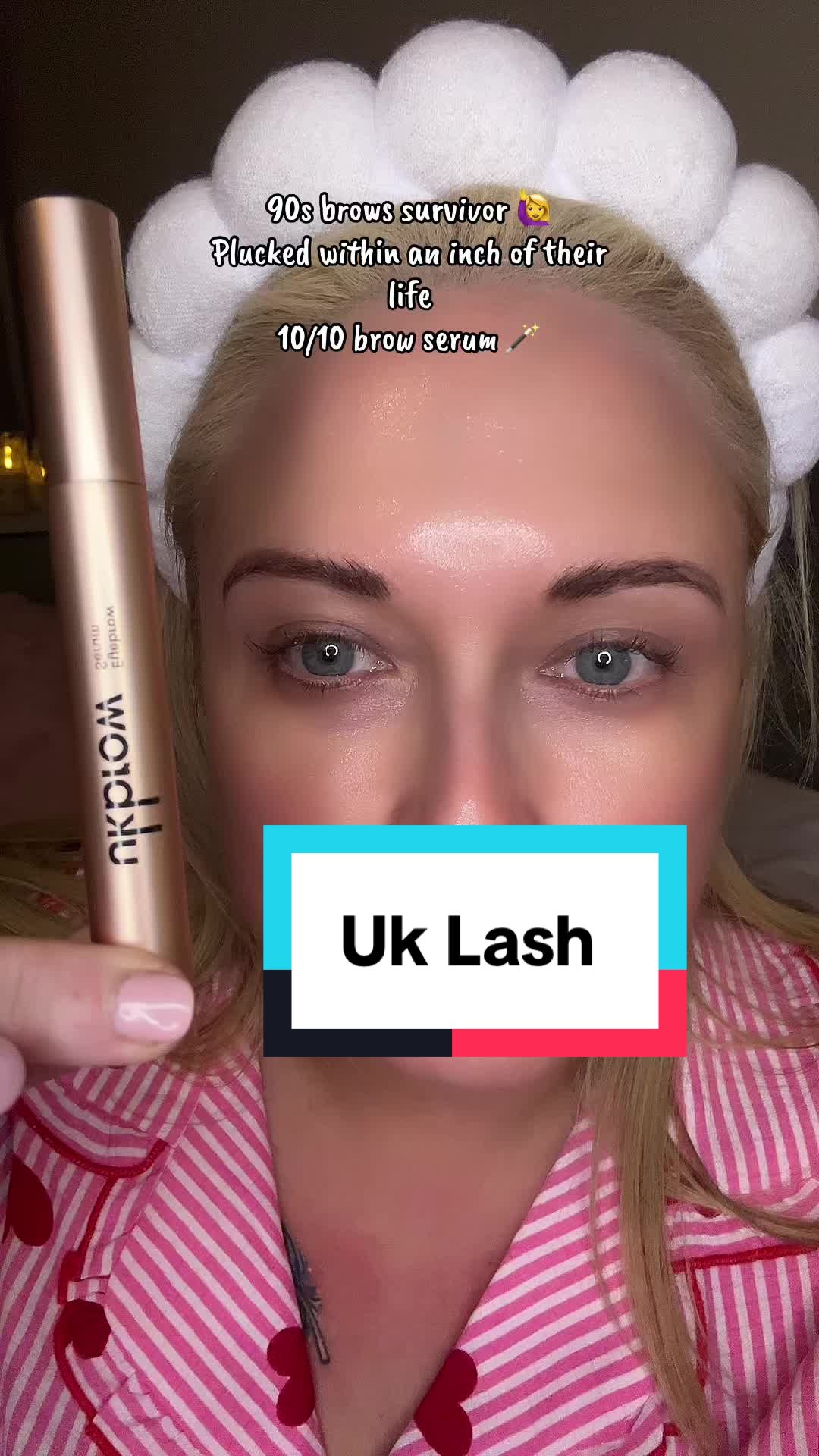 TikTok post by @bellskee42 for UKLASH. Caption reads: This brow serum is 🤏🤏🤏@UKLASH #brows....