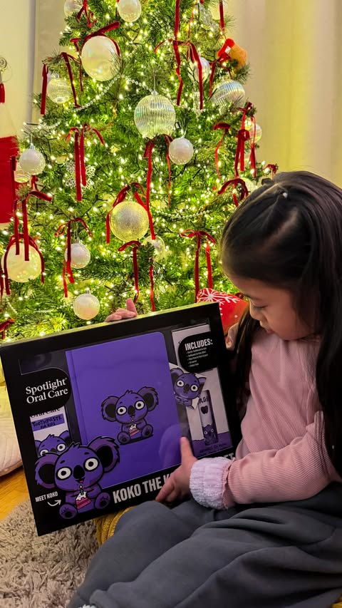 Instagram post by @raisingislainlondon_ for Spotlight Oral Care. Caption reads: ad We had the cosiest little Christmas self-care....