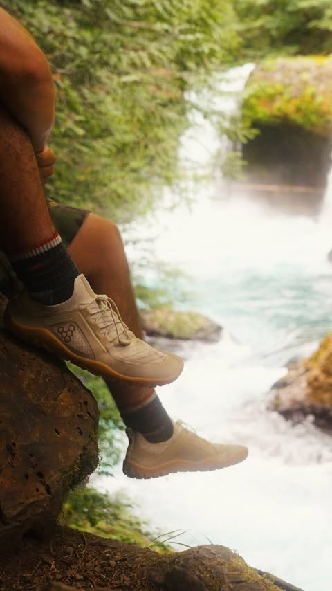 Instagram post by @gorptexx for VIVOBAREFOOT. Caption reads: AD | The Primus Trail Knit by @vivobarefoot is the....