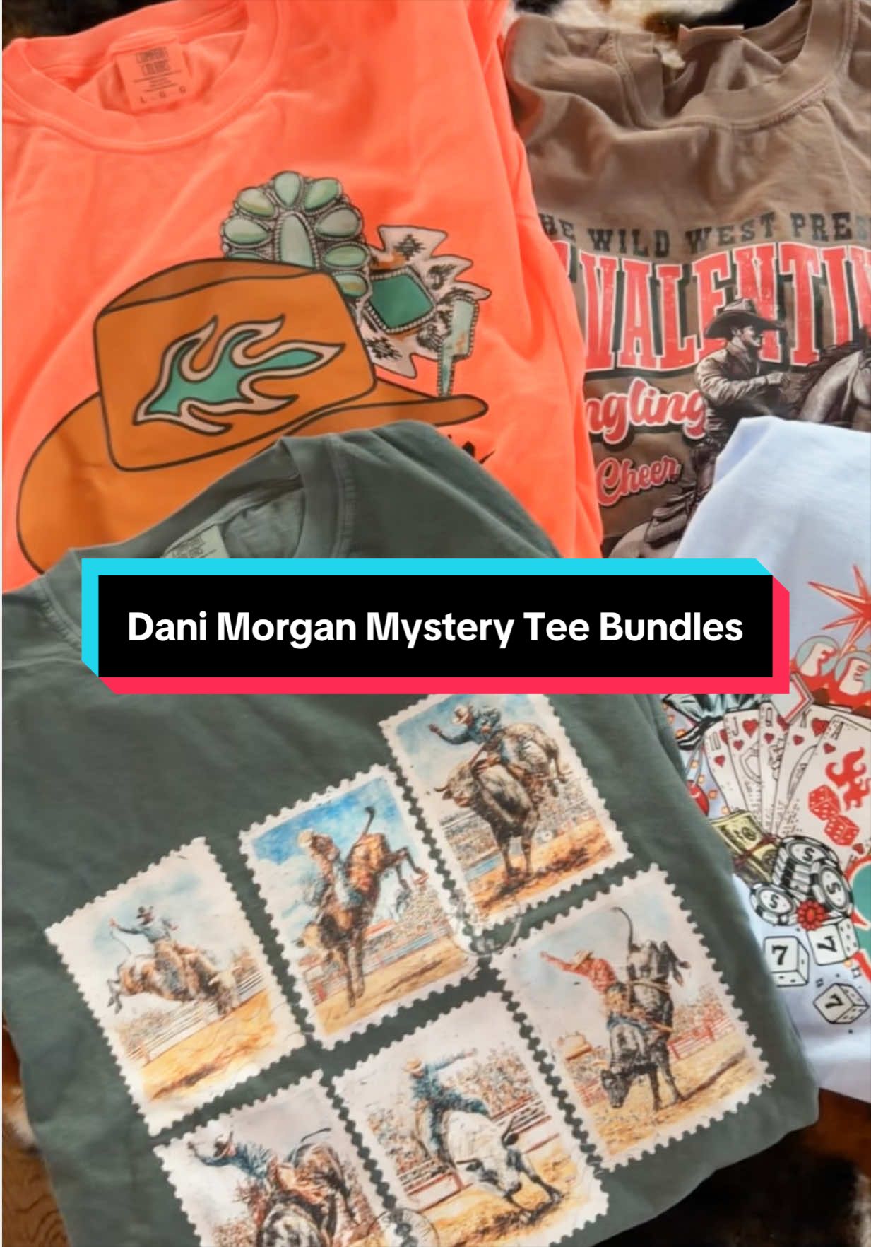 TikTok post by @lilfordchik for Dani Morgans. Caption reads: Western T-shirt Mystery Bundle that just makes....