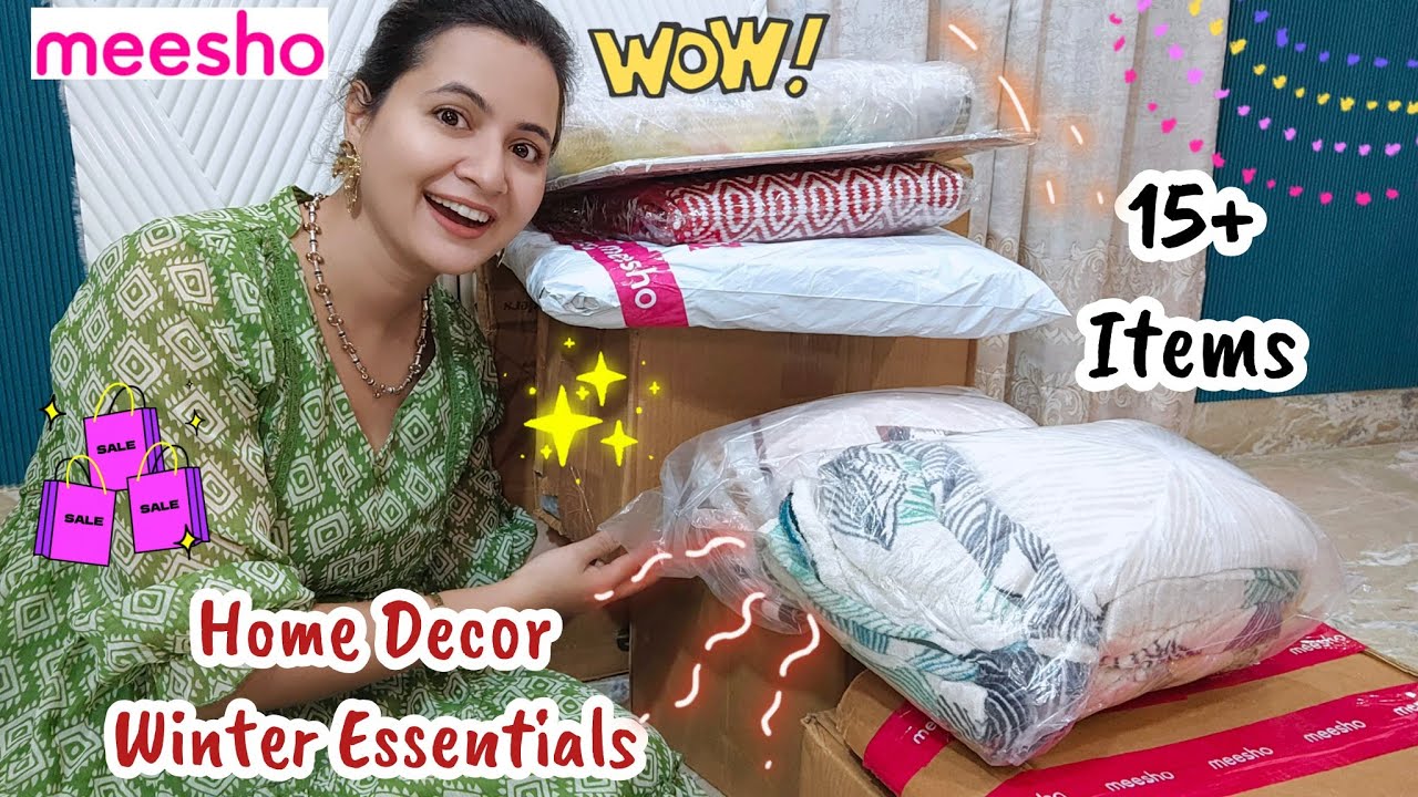 YouTube post by @NeemasTalk for Wishlink. Caption reads: *15+ Items* Meesho Home Decor Items | Meesho....