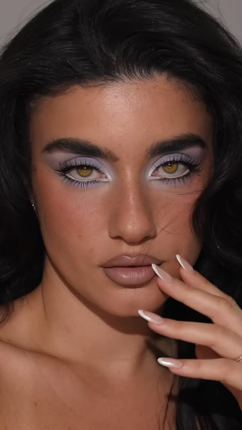 Instagram post by @shari.mua for NABLA Cosmetics. Caption reads: [...] this fun look using some 🔥 NEW....
