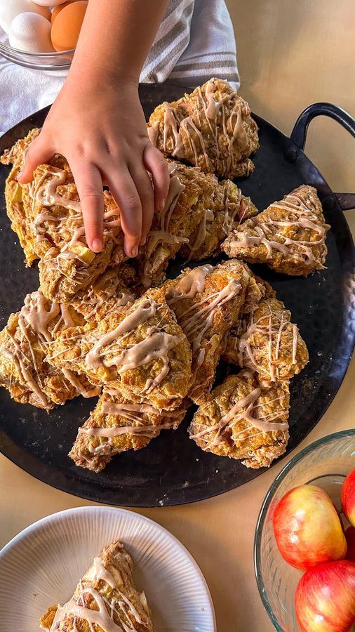 Instagram post by @dwardcooks for Incredible Egg. Caption reads: #ad These Honeycrisp apple scones are the perfect....