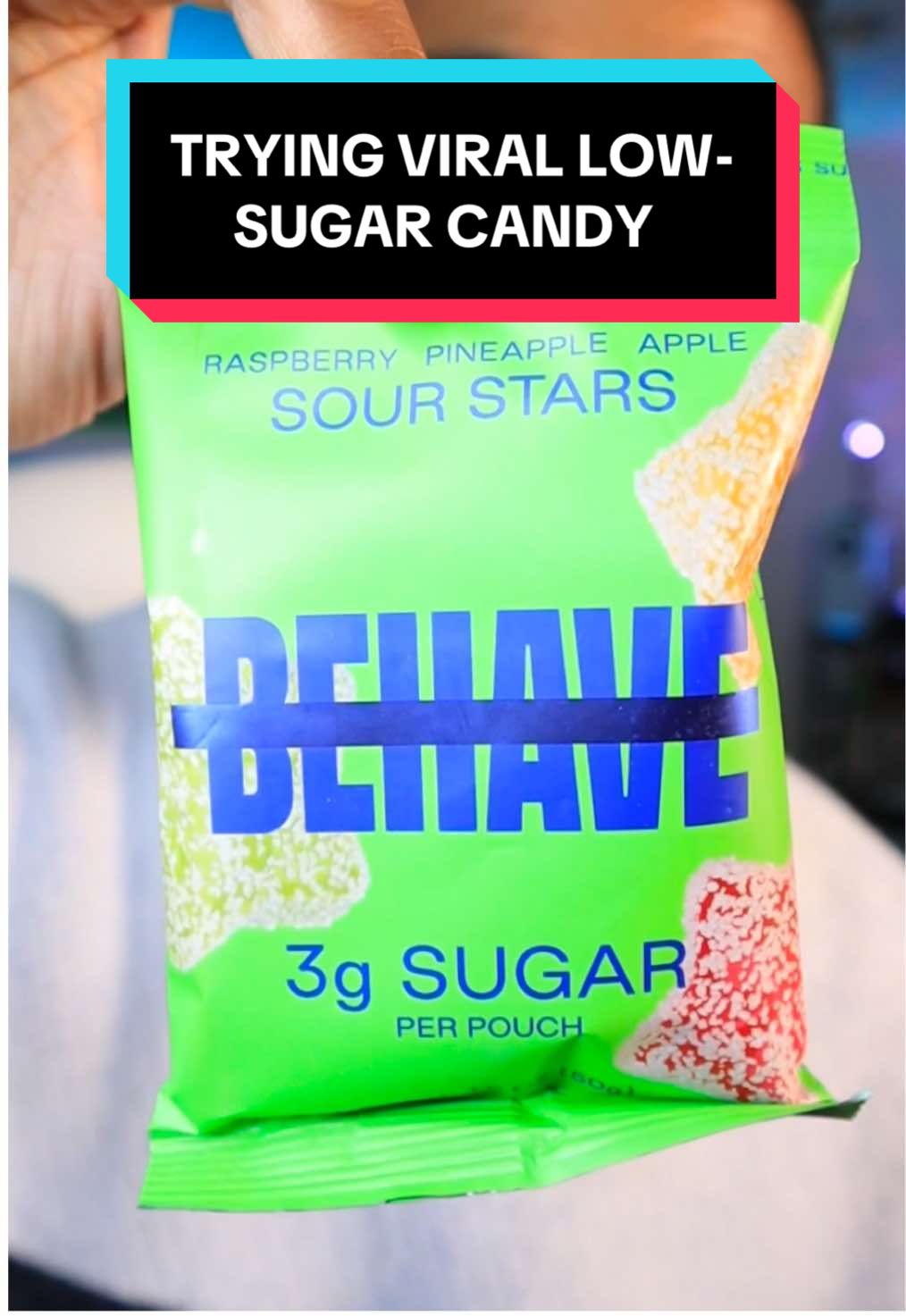 TikTok post by @seansvv for BEHAVE. Caption reads: #gifted Trying Viral Candy from @BEHAVE Candy....