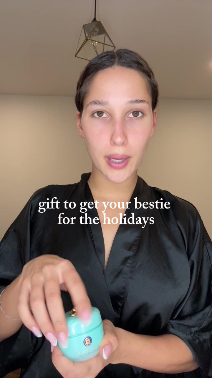 TikTok post by @giaaldisert for Tatcha. Caption reads: Treat your bestie (and yourself) this holiday....