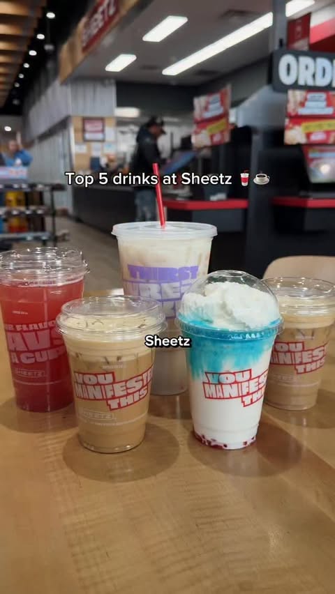 Instagram post by @magnoliamegan for Sheetz. Caption reads: [...] are my top 5 fun drinks that I grab at....