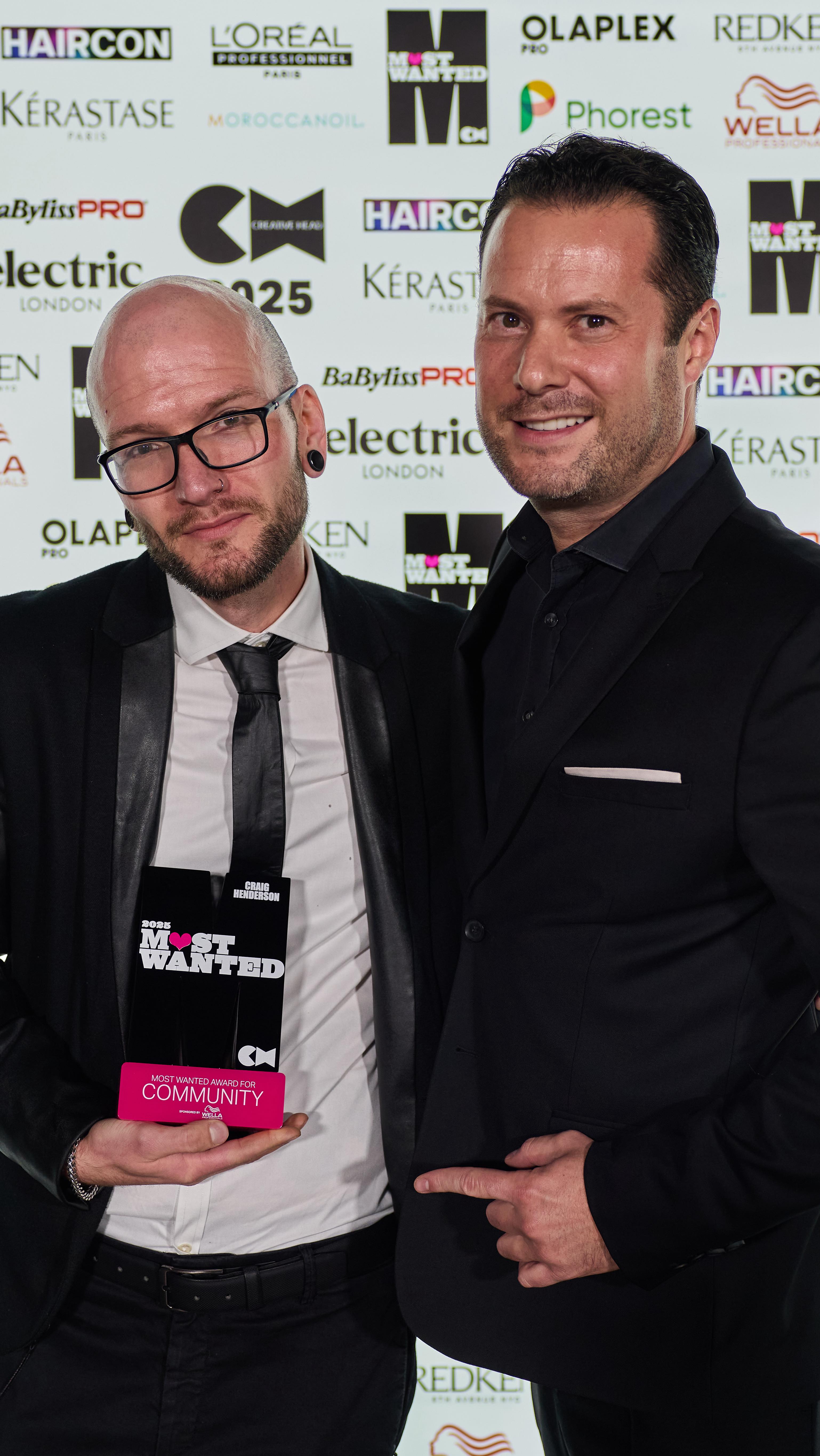 Instagram post by @craigsbarbershopbolton for Creative HEAD Magazine. Caption reads: ❤️ The Most Wanted COMMUNITY award, sponsored by....