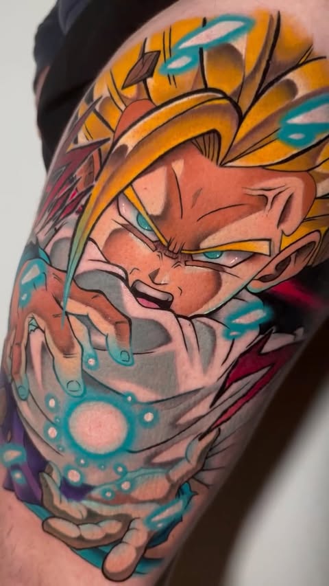 Instagram post by @aleksan_tattoo for Pepax Official. Caption reads: SON GOHAN SJJ2• El mejor personaje de DBZ?....