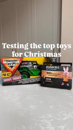 Instagram post by @muddlethroughmummy for Duracell. Caption reads: Testing the top toys for Christmas so you don’t....