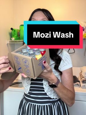 TikTok post by @steph_and_joey for Mozi Wash. Caption reads: Variety 9 Sample Pack Mozi Wash Scented Liquid....