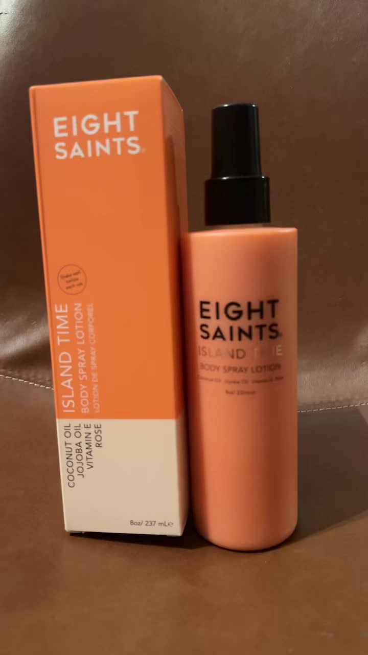 TikTok post by @indracheetri396 for Eight Saints Skincare. Caption reads: [...] Saints Spray Lotion!!Thank You @Eight Saints....
