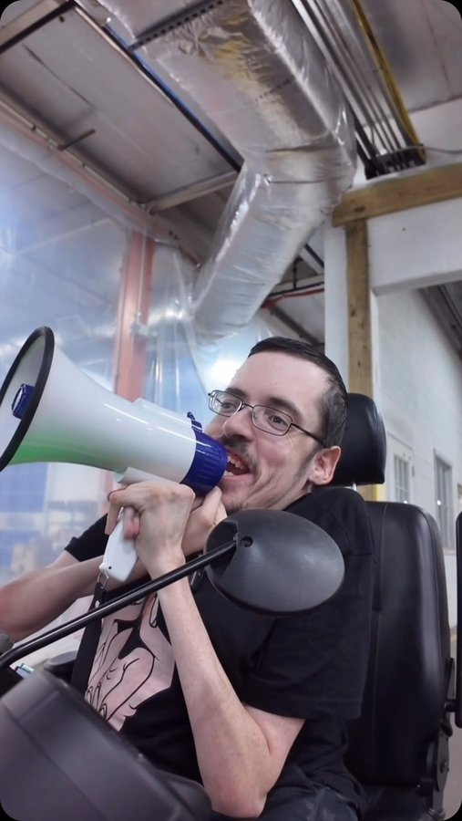 Instagram post by @rickyberwick for Sticker Mule. Caption reads: #megaphone • brought to you by @stickermule • ft.....