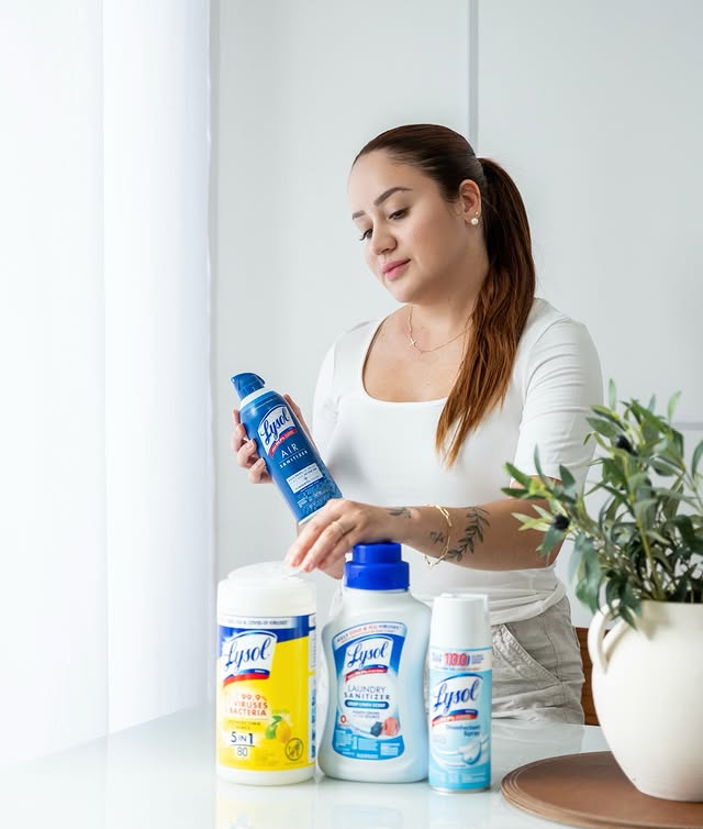 Instagram post by an influencer for SoFabMedia. Caption reads: In partnership with Lysol A few simple habits go a....