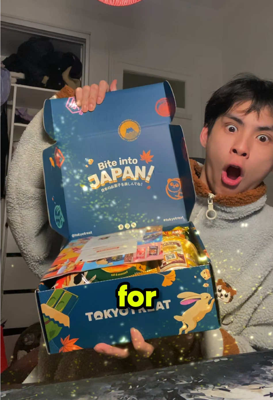 TikTok post by @vujae for TokyoTreat. Caption reads: Just got my hands on this month’s @TokyoTreat box....
