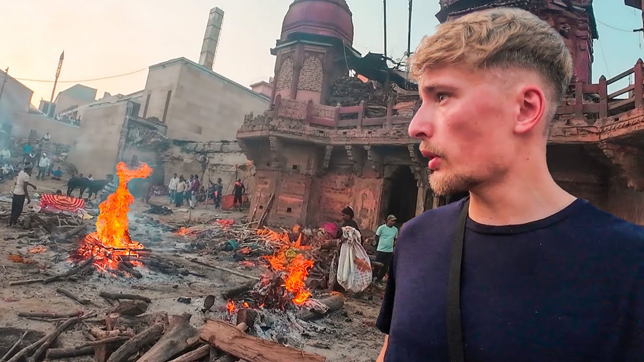 YouTube post by @tibijones for Babbel. Caption reads: They burn humans in India (SCAM EXPOSED) 🇮🇳.