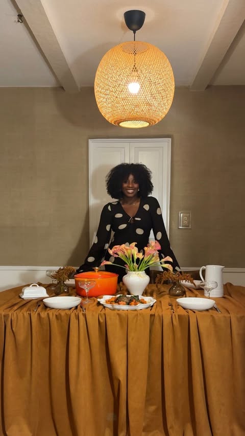 Instagram post by @rotiibrown for Le Creuset. Caption reads: [...] is set just right. This beautiful @lecreuset....