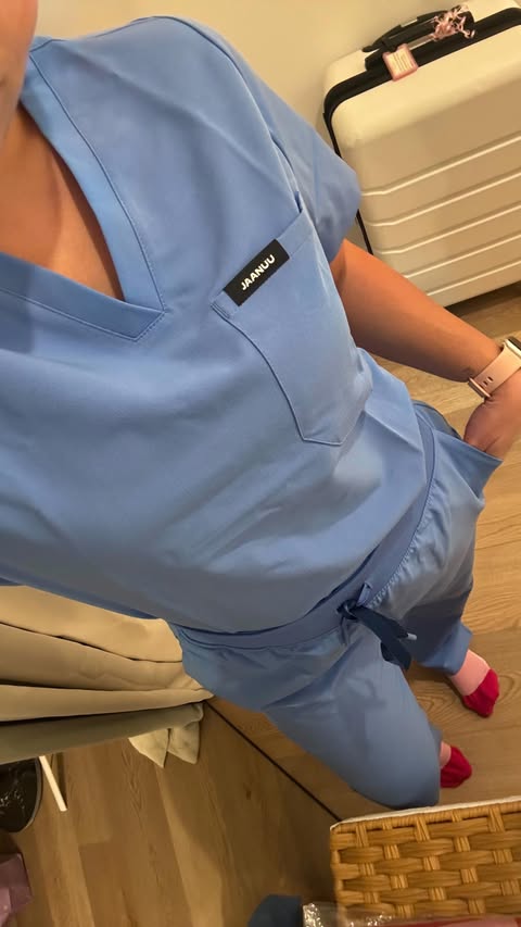 Instagram post by @brikennedy.rn for Jaanuu. Caption reads: [...] much i’ll get anxious 👉🏻👈🏻 

scrubs....