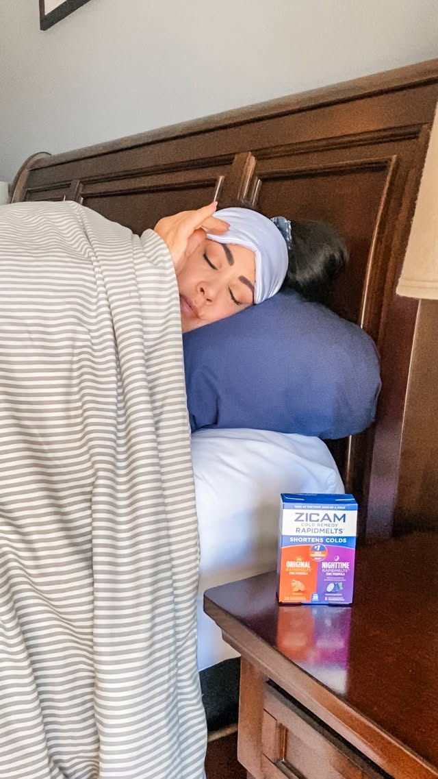 Instagram post by @teacherturnedmom for Zicam. Caption reads: [...] or throat tickle… I’m grabbing my @Zicam....