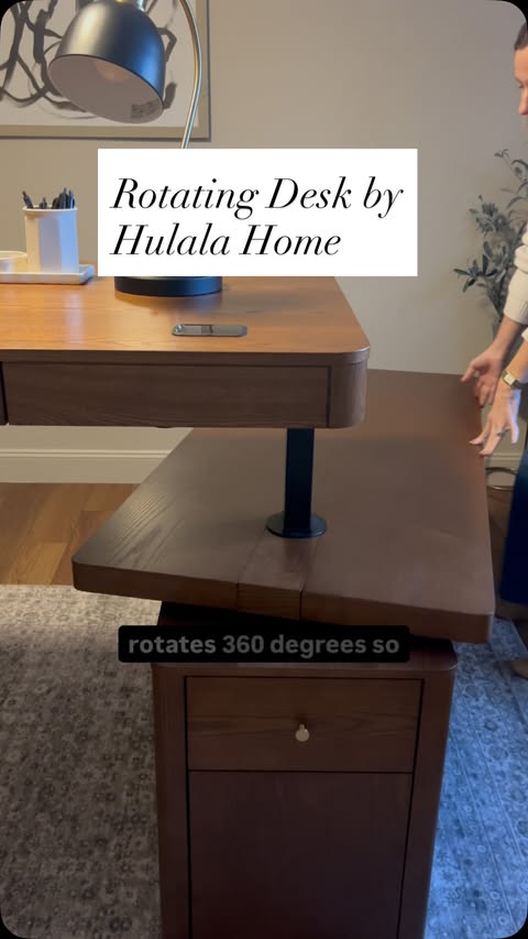 Instagram post by @mapledrivedesign for Hulalahome. Caption reads: This is seriously the prettiest standing desk I’ve....