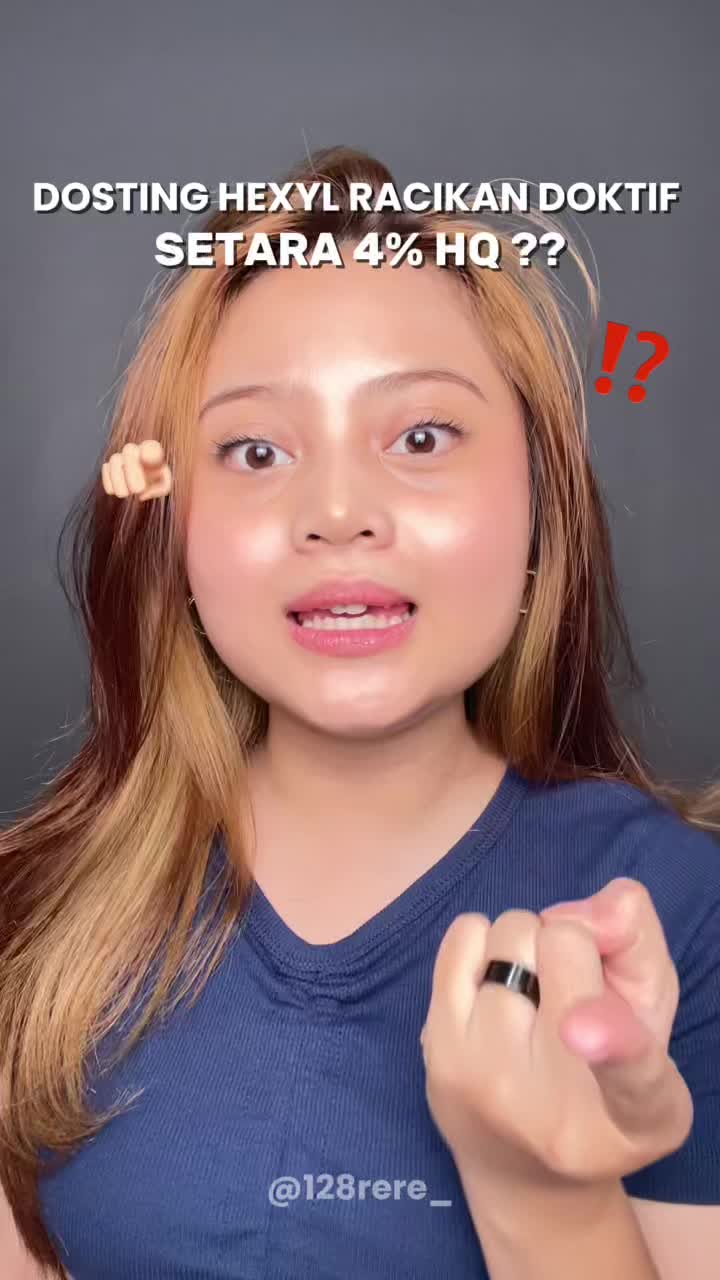TikTok post by @128rere_ for Newlab. Caption reads: dosting hexyl racikan doktif setara 4% hq ⁉️🫵🏻....
