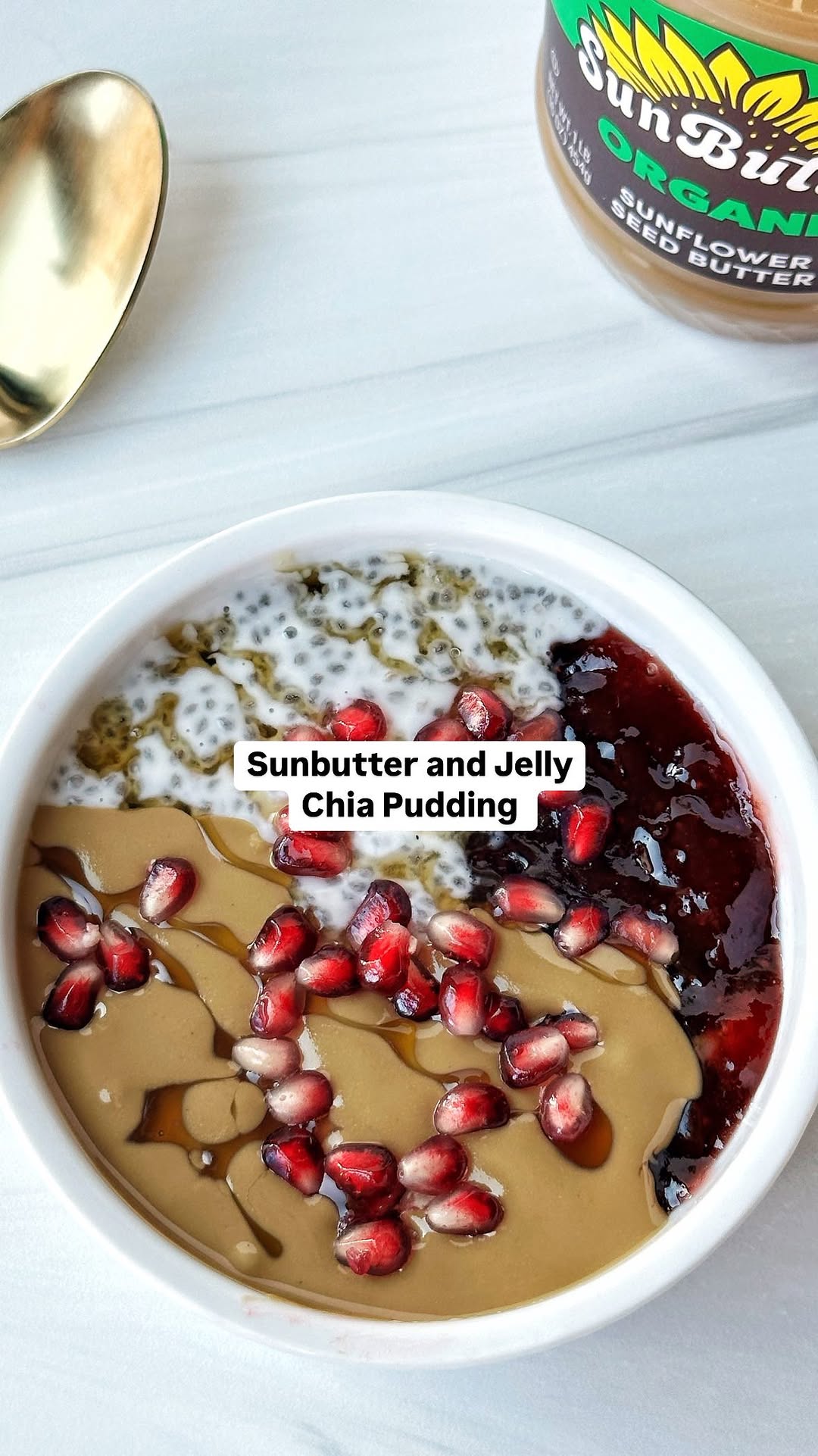 Instagram post by @lesswithlaur for SunButter. Caption reads: It’s freezing in Chicago, so smoothies are....