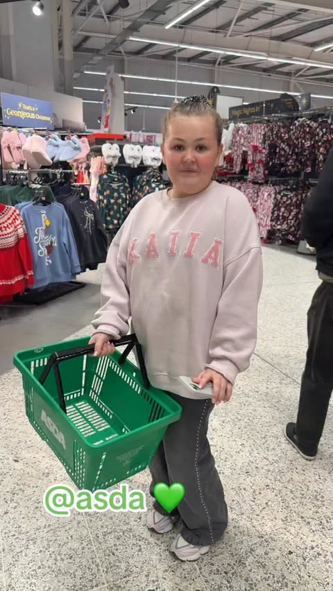 Instagram post by @daddy_and_carly for Asda. Caption reads: Come with me to get our Pilton Tea 💚 @asda.