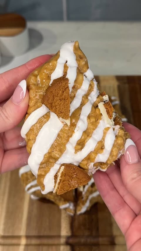 Instagram post by @ashleymarkletreats for Betty Crocker. Caption reads: these gingerbread rice krispies were the perfect....