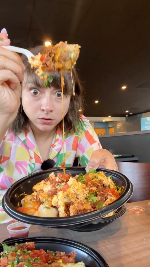 Instagram post by @eatitkatie for Miguel's Jr. Caption reads: Never sleeping in again knowing this breakfast at....