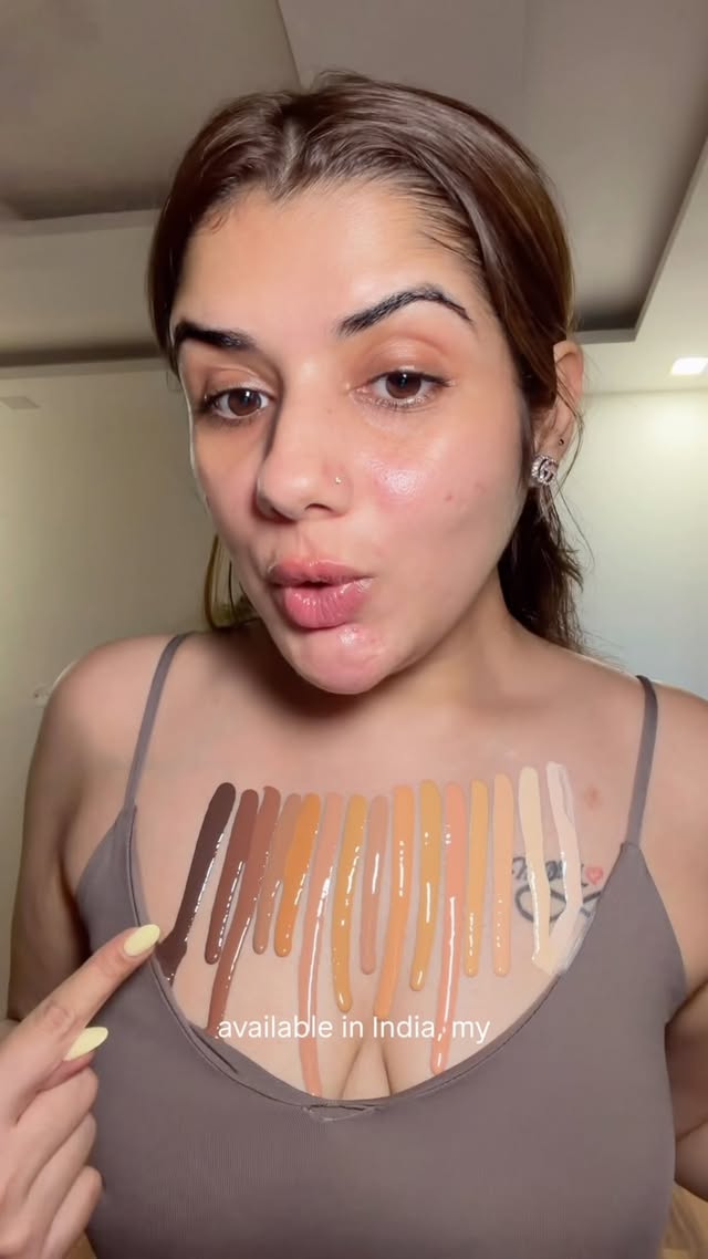 Instagram post by @dishabatra08 for Dot & Key Skincare. Caption reads: 15 SHADES!! That is crazy @dotandkey.skincare....