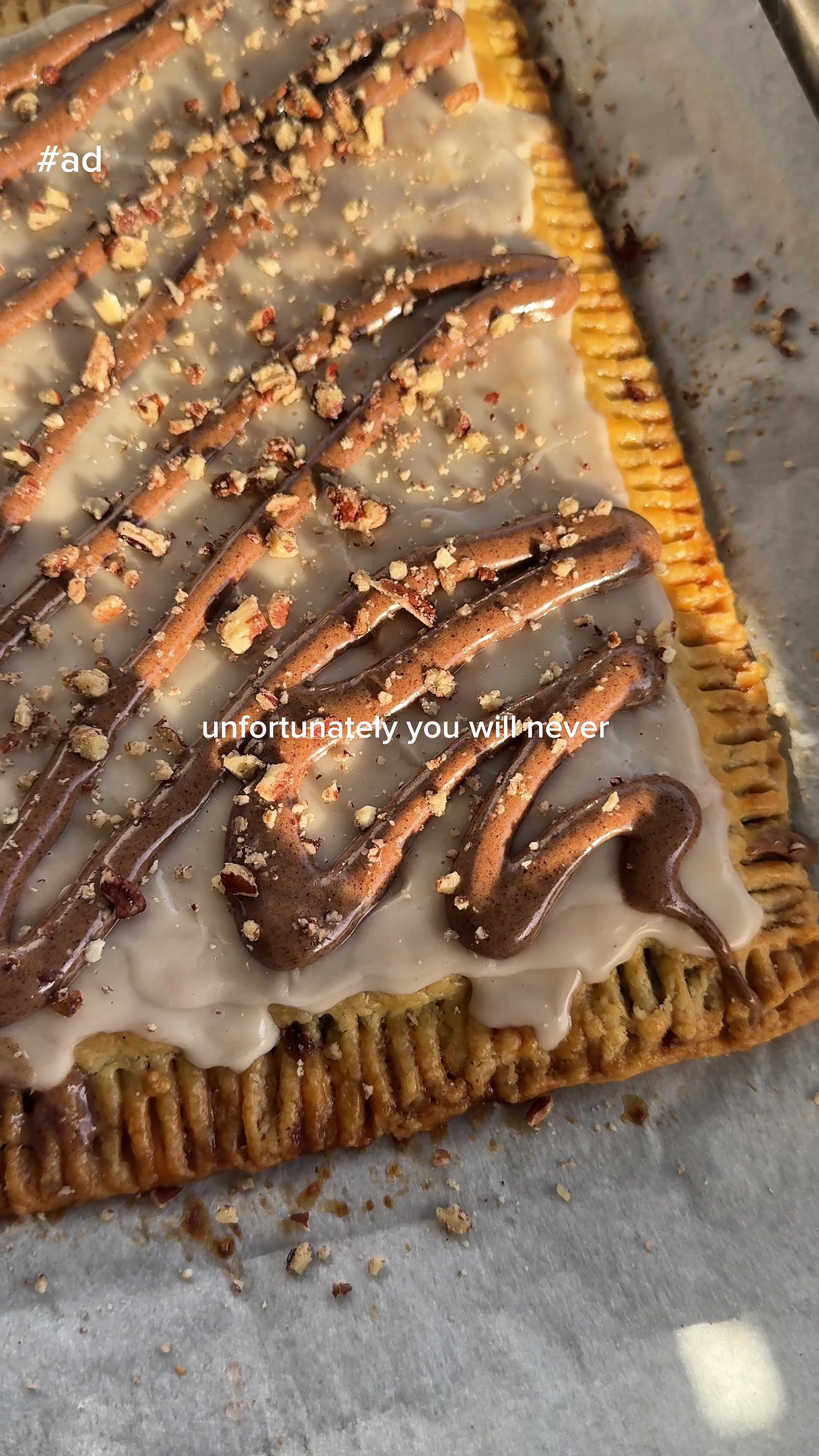 TikTok post by @babytamago for Glade. Caption reads: #ad fall bake of the day: a pecan pie x cinnamon....