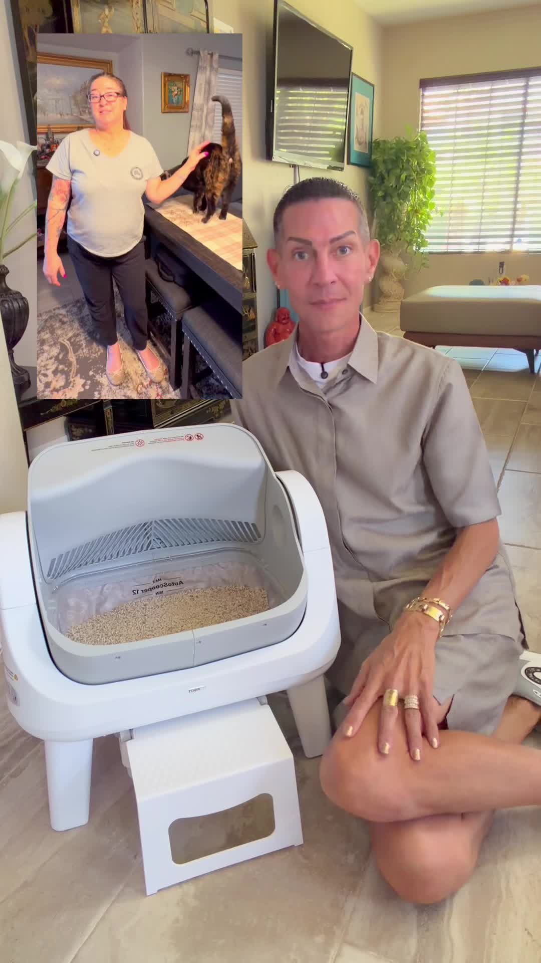TikTok post by @btypep for PetPivot. Caption reads: [...] a cat because my litter box STANK 🤣....