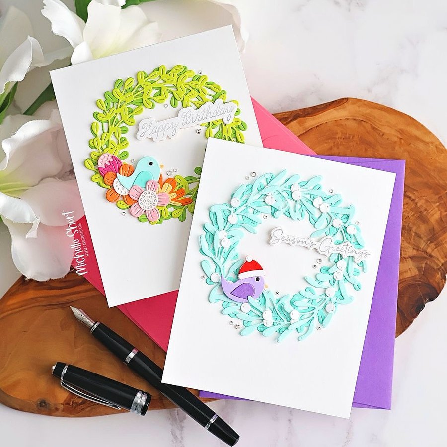 Instagram post by @thecardgrotto for Spellbinders Paper Arts. Caption reads: (AD: Designer Projects) Can you use Christmas dies....