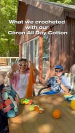 Instagram post by @aidanwellscrochet for Yarnspirations. Caption reads: [...] of Caron All Day Cotton yarn by....