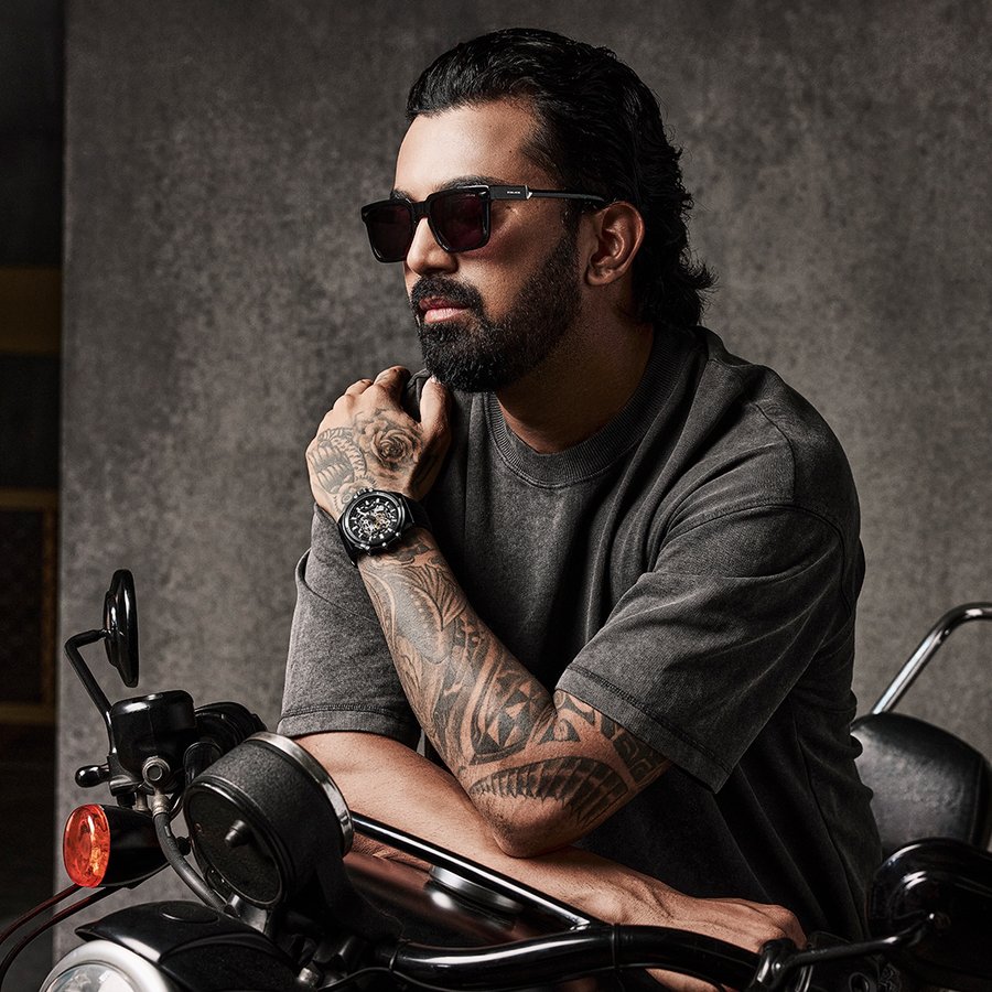 Instagram post by @klrahul for Police Lifestyle. Caption reads: Designed for those who play bold, on the field and....