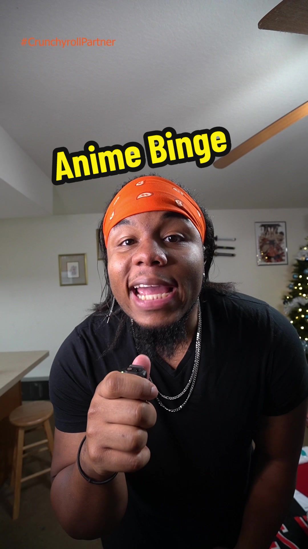 TikTok post by @ssblayze for Crunchyroll. Caption reads: Anime Binge @crunchyroll #ad #crunchyrollpartner .