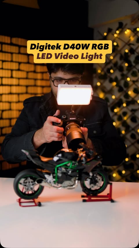 Instagram post by @the.photography.blogger for Digitek. Caption reads: Digitek LED-D40W RGB Portable Video Light

Power....