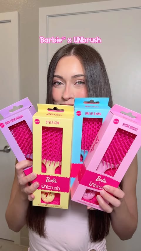 Instagram post by @kiediazz for Barbie. Caption reads: #ad the perfect hairbrush AND it’s Barbie™ x....