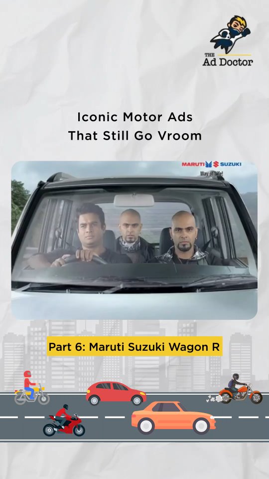 Instagram post by @the_ad_doctor for Maruti Suzuki. Caption reads: When R. Madhavan, Raghu & Rajiv came together for....